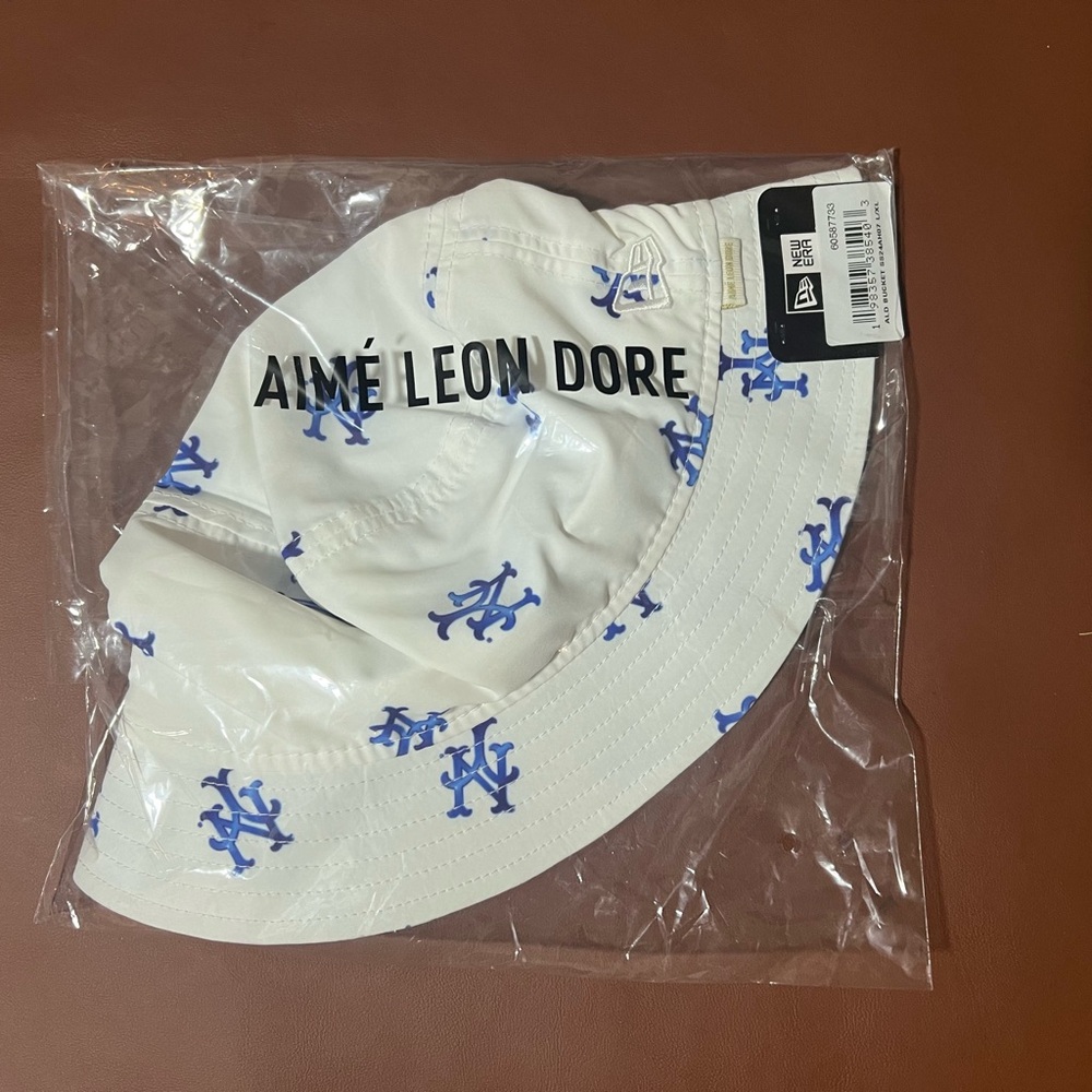 Aime Leon Dore ALD / New Era Mets Nylon Bucket Hat White Crusher SS24 Size L/XL
